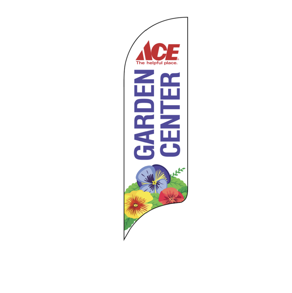 12' Ace Hardware White & Purple Garden Center with Flowers AdverSail Flag
