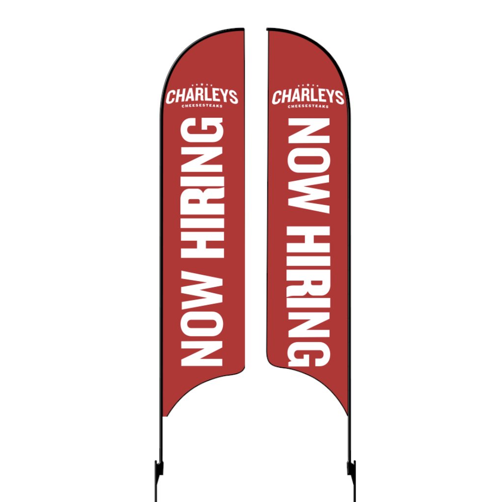 Kit for 15' Charleys Philly Steaks Red Now Hiring Double Sided AdverSail Flag